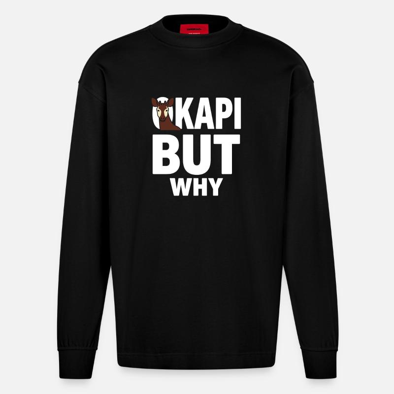 Okapi-liebhaber Okapi-tier Seltene Tierweltliebe - Heavyweight Oversized Organic Langarmshirt Made in EU - SOLID BLACK