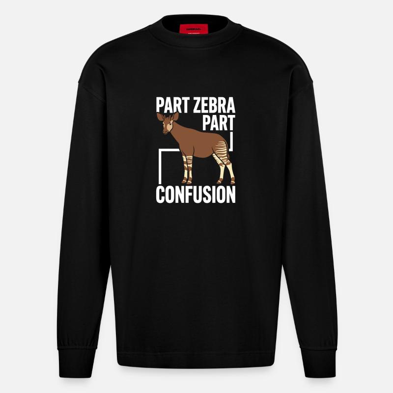 Okapi-liebhaber Okapi-tier Seltene Tierweltliebe - Heavyweight Oversized Organic Langarmshirt Made in EU - SOLID BLACK