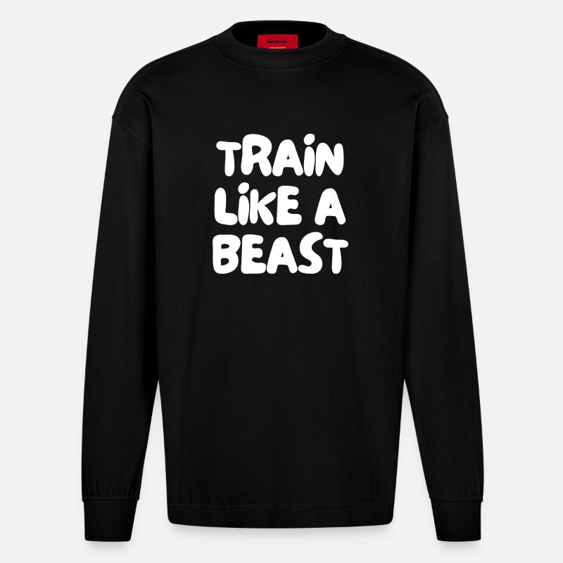 Entraînez-vous comme une bête - Manches longues bio épais oversize fabriqué en UE - SOLID BLACK