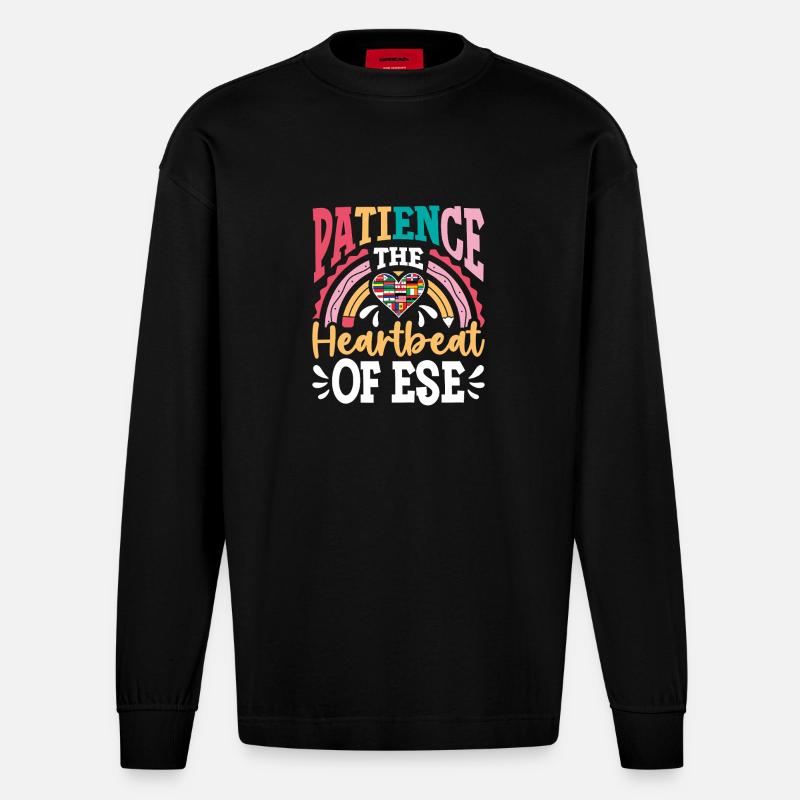Cadeaux pour les enseignants ESE - Manches longues bio épais oversize fabriqué en UE - SOLID BLACK