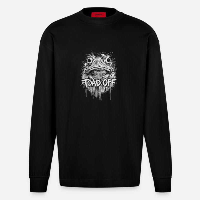 Toad Off Internet Meme Frog - Heavyweight Oversized Organic Longsleeve Shirt Made in EU - SOLID BLACK