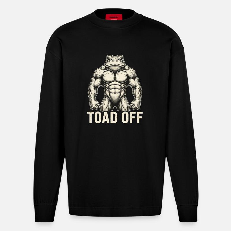 Toad Off Internet Meme Frog - Heavyweight Oversized Organic Longsleeve Shirt Made in EU - SOLID BLACK