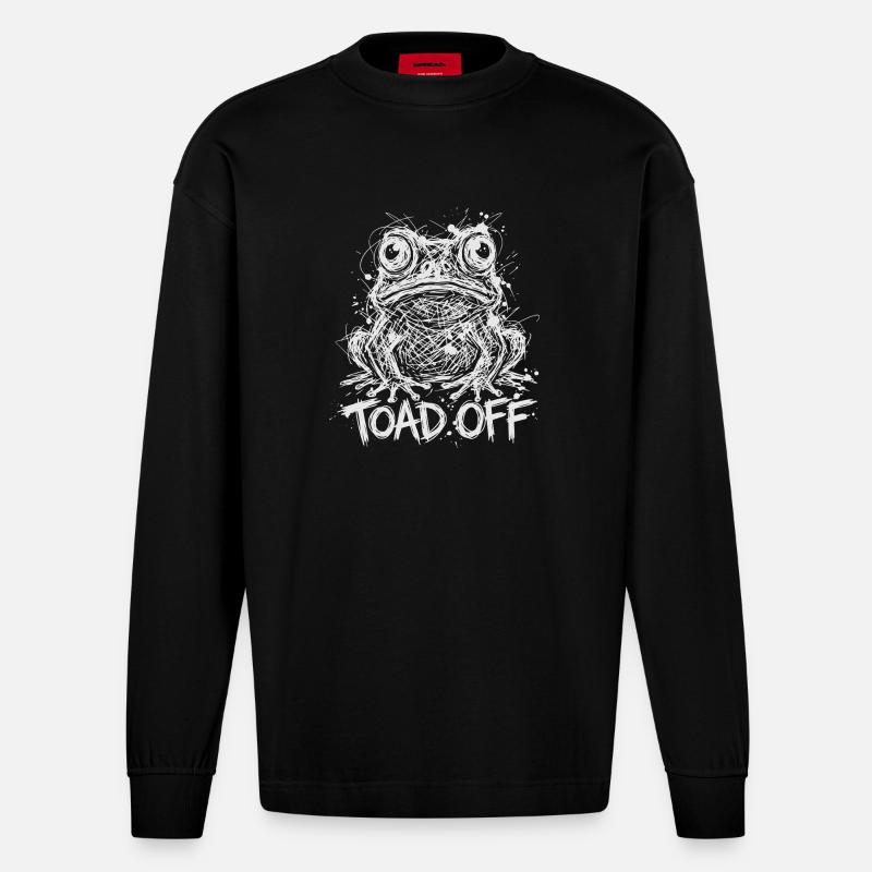 Toad Off Internet Meme Frog - Heavyweight Oversized Organic Langarmshirt Made in EU - SOLID BLACK
