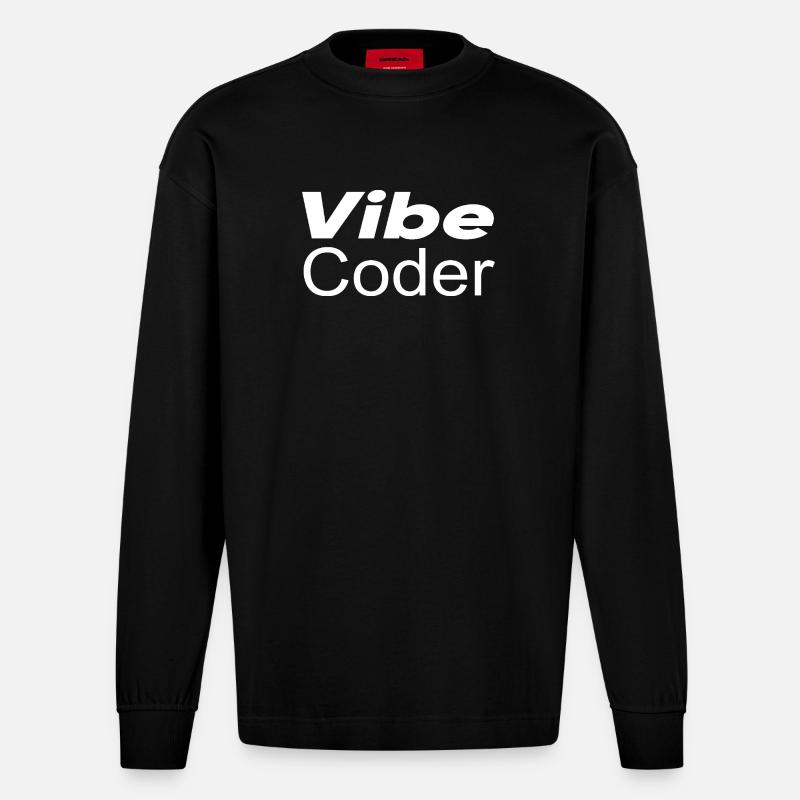 Techno-utopie : Vibe Coder - Manches longues bio épais oversize fabriqué en UE - SOLID BLACK