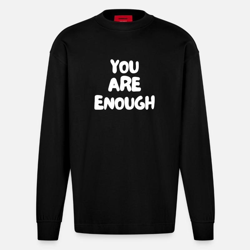 Du bist genug - Heavyweight Oversized Organic Langarmshirt Made in EU - SOLID BLACK