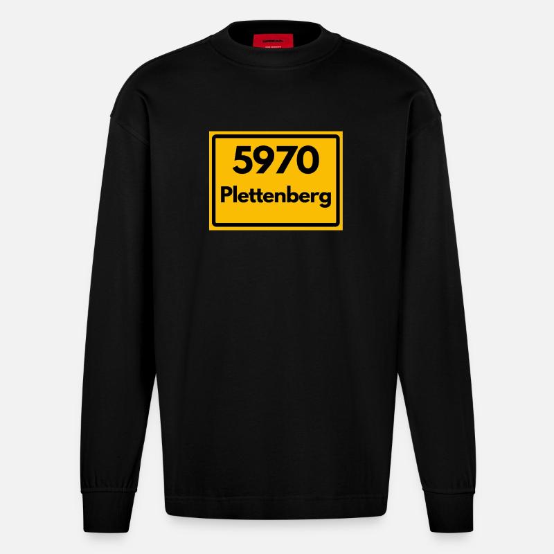 ANCIEN CODE POSTAL RETRO 5970 PLETTENBERG - Manches longues bio épais oversize fabriqué en UE - SOLID BLACK