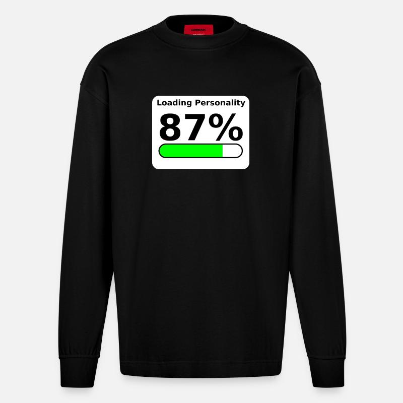 Loading Personality 87% – Nerdy Statement Tee - Heavyweight Oversized Organic Langarmshirt Made in EU - SOLID BLACK