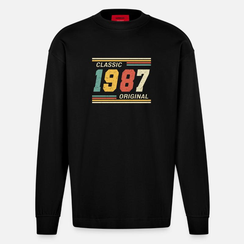 Classic 1987 original 1987 - Heavyweight Oversized Organic Langarmshirt Made in EU - SOLID BLACK