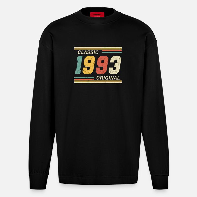 Classic 1993 original 1993 - Heavyweight Oversized Organic Langarmshirt Made in EU - SOLID BLACK