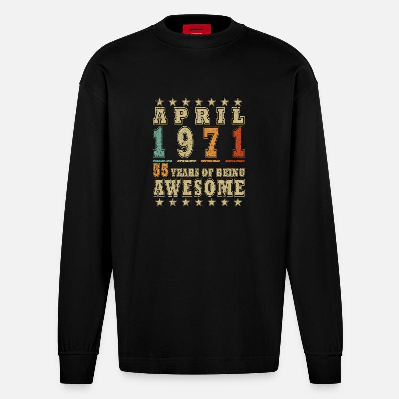 Jubilee year April 1971 - Heavyweight Oversized Organic Longsleeve Shirt Made in EU - SOLID BLACK