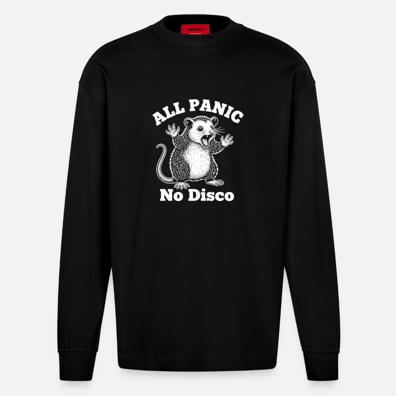 All Panic Maus – No Disco - Manches longues bio épais oversize fabriqué en UE - SOLID BLACK