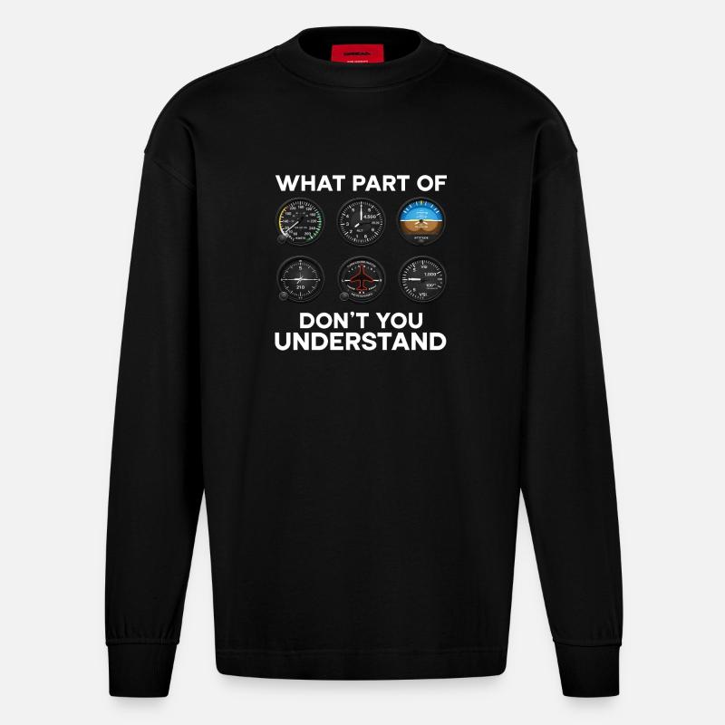 Flugzeug Flug Pilot Flugzeug Fluggesellschaft - Heavyweight Oversized Organic Langarmshirt Made in EU - SOLID BLACK