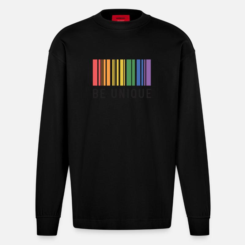 LGBT-Pride-Monat – Sei einzigartig - Heavyweight Oversized Organic Langarmshirt Made in EU - SOLID BLACK