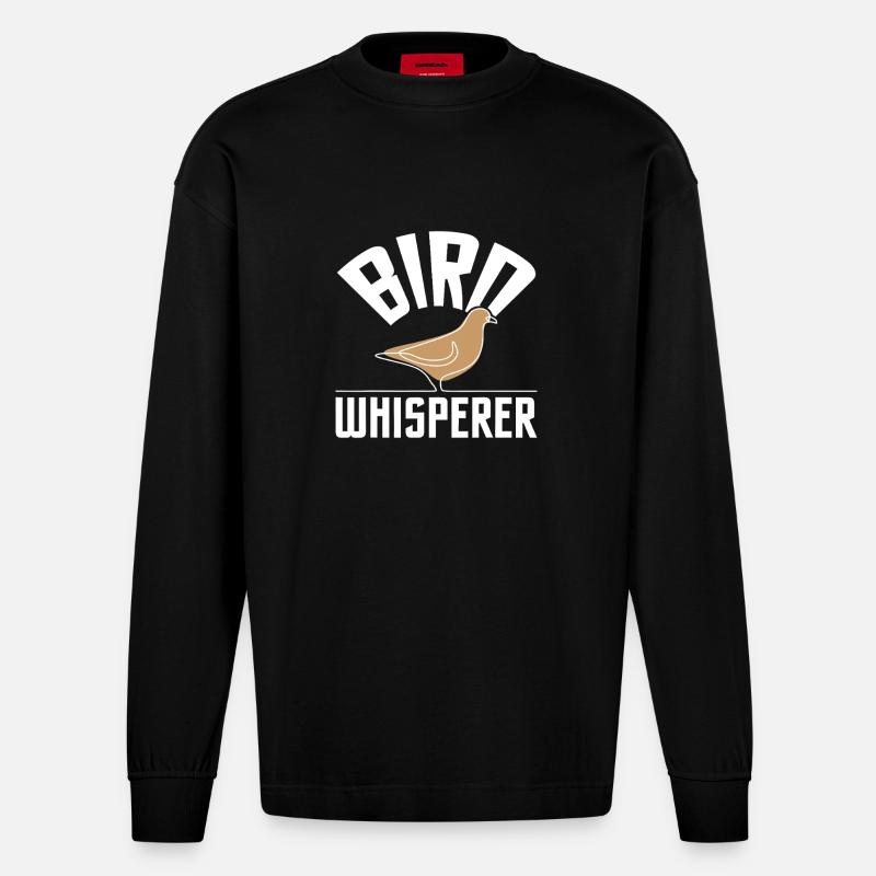 Bird Whisperer Logo Abschlag - Heavyweight Oversized Organic Langarmshirt Made in EU - SOLID BLACK