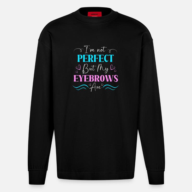 Make-up Microblading Kosmetik Kosmetikerin - Heavyweight Oversized Organic Langarmshirt Made in EU - SOLID BLACK