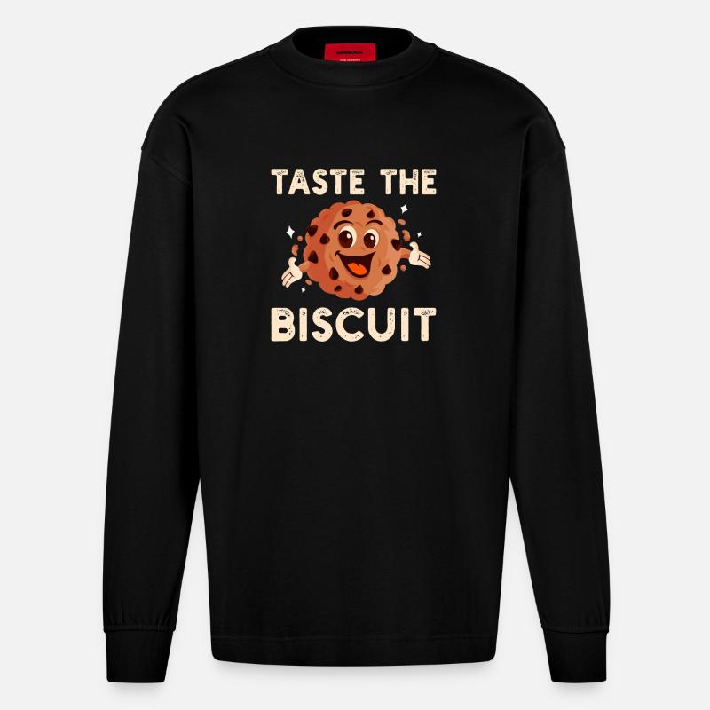 Goûte le Biscuit Buddy - Manches longues bio épais oversize fabriqué en UE - SOLID BLACK