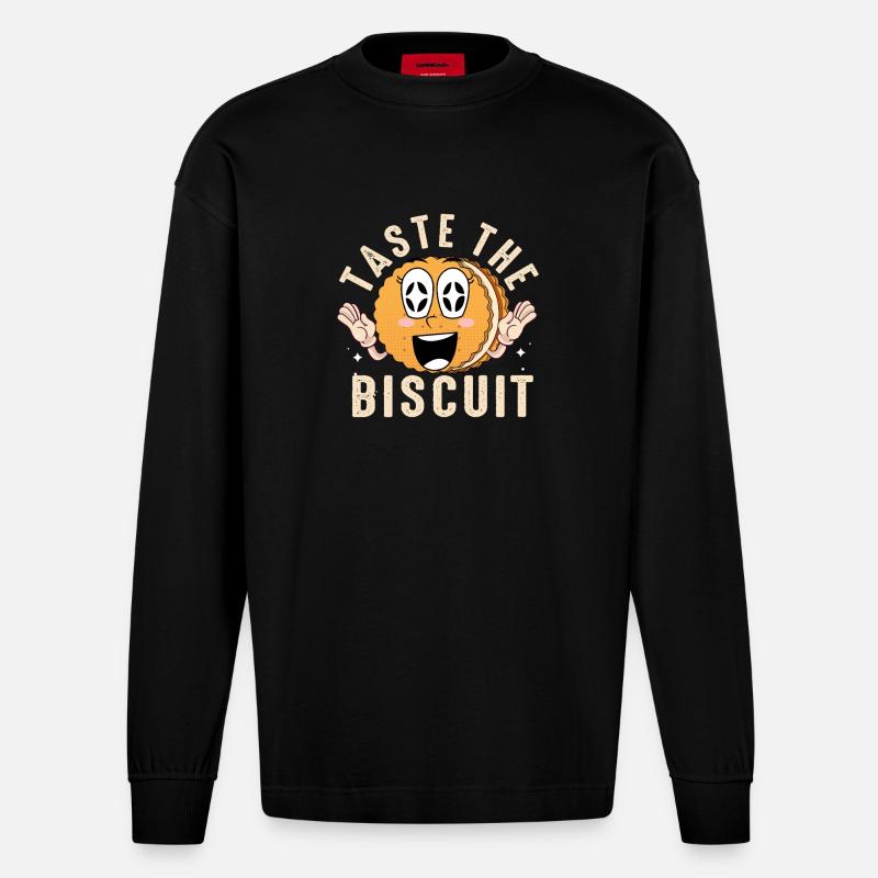 Probieren Sie das Keks-Maskottchen - Heavyweight Oversized Organic Langarmshirt Made in EU - SOLID BLACK