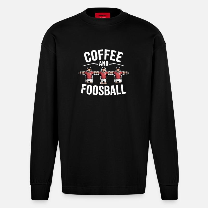 Tischfußball Evolution Lustiges Kickern Foosball - Heavyweight Oversized Organic Langarmshirt Made in EU - SOLID BLACK