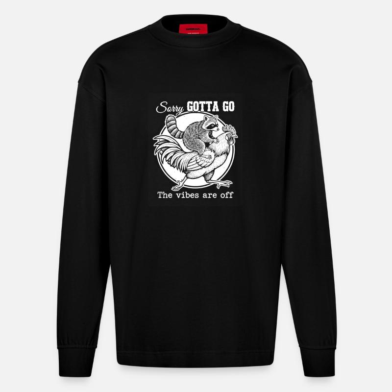 Gotta Eat Circle Emblem - Heavyweight Oversized Organic Langarmshirt Made in EU - SOLID BLACK
