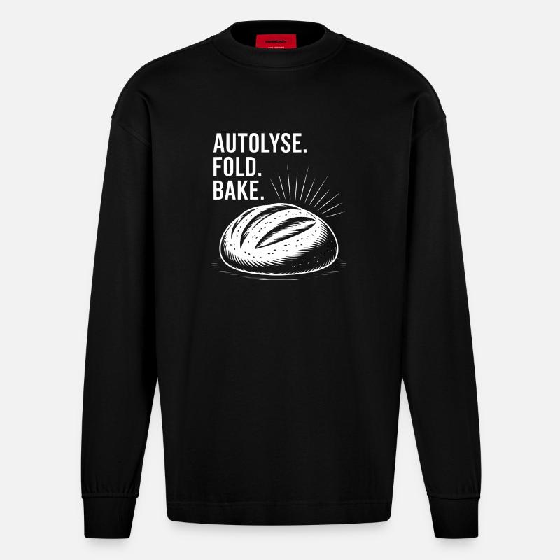 Bread Bold: Autolysekunst - Heavyweight Oversized Organic Langarmshirt Made in EU - SOLID BLACK