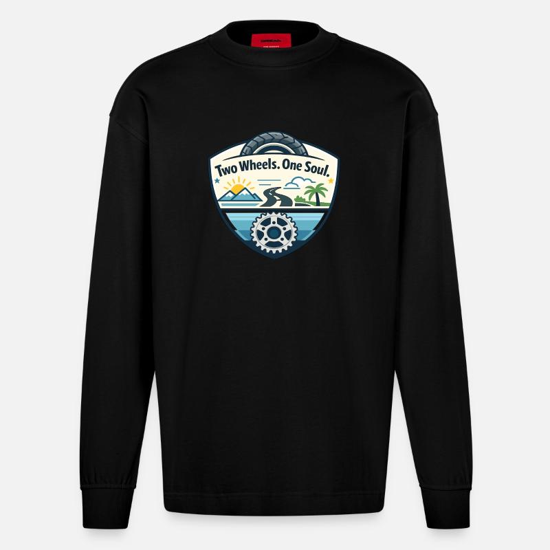 Zwei Räder, Eine Seele - Heavyweight Oversized Organic Langarmshirt Made in EU - SOLID BLACK