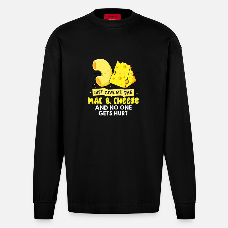 Mac & Cheese Meme Tee - Heavyweight Oversized Organic Langarmshirt Made in EU - SOLID BLACK