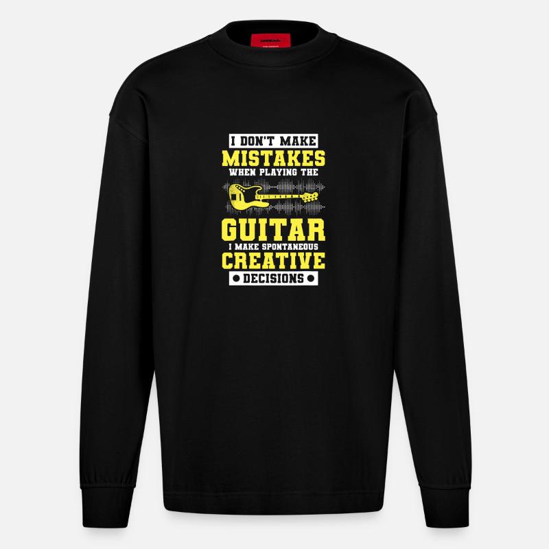 Guitar Creative Decisions Tee - Heavyweight Oversized Organic Longsleeve Shirt Made in EU - SOLID BLACK