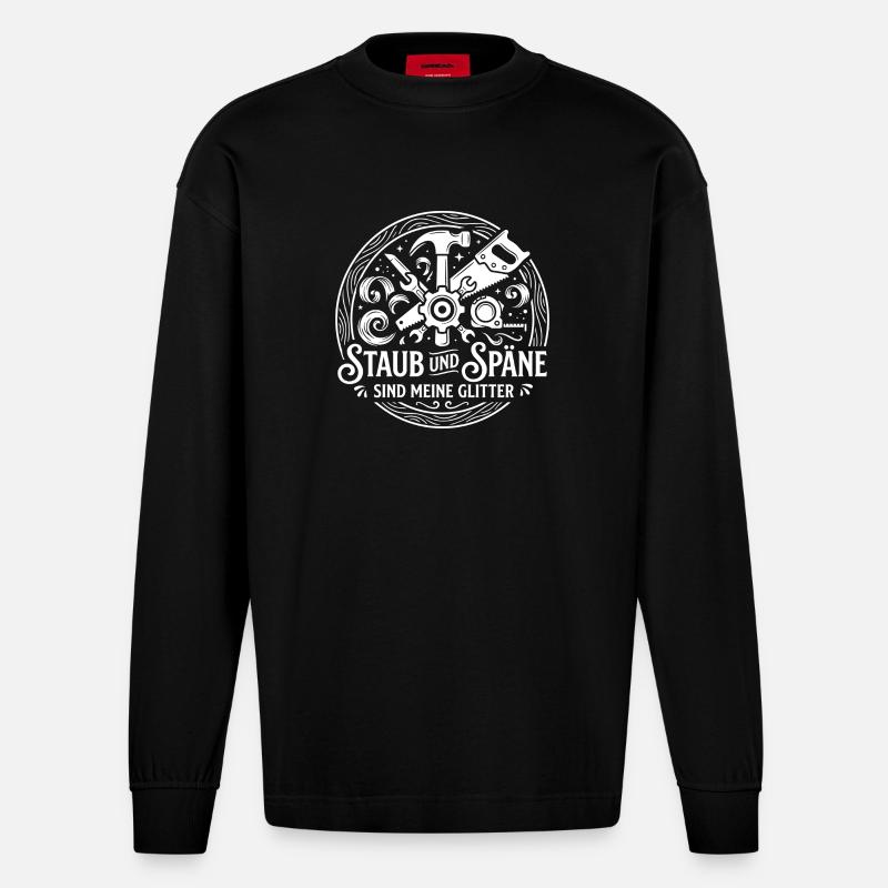 Staub und Späne Glitter - Heavyweight Oversized Organic Langarmshirt Made in EU - SOLID BLACK