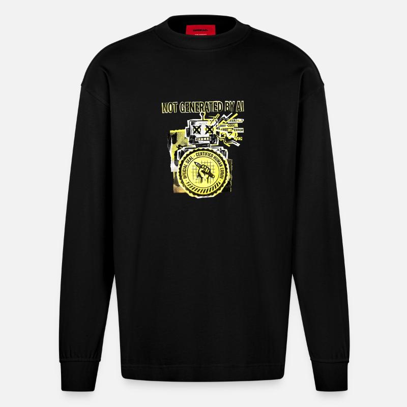 AI Human Error - Heavyweight Oversized Organic Langarmshirt Made in EU - SOLID BLACK