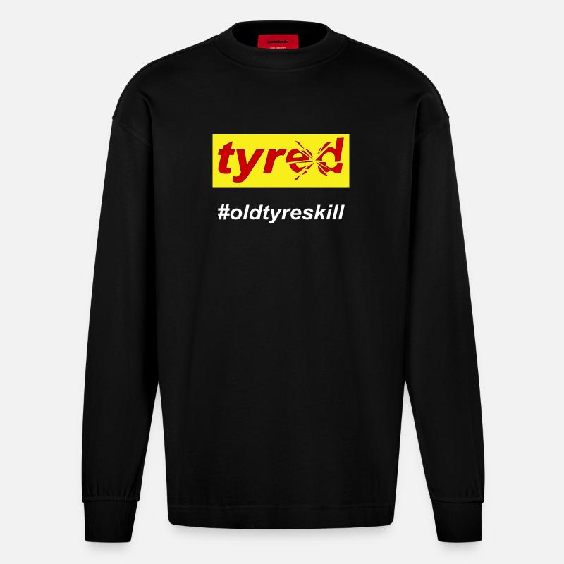 Müde, erschöpfte Mutter - Heavyweight Oversized Organic Langarmshirt Made in EU - SOLID BLACK