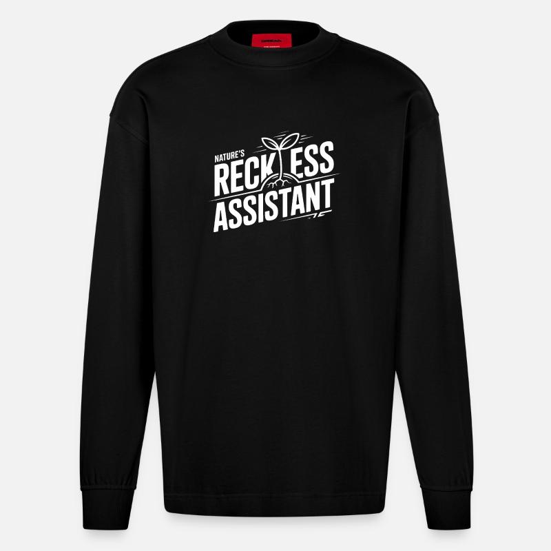 L’assistant imprudent de la nature - Manches longues bio épais oversize fabriqué en UE - SOLID BLACK