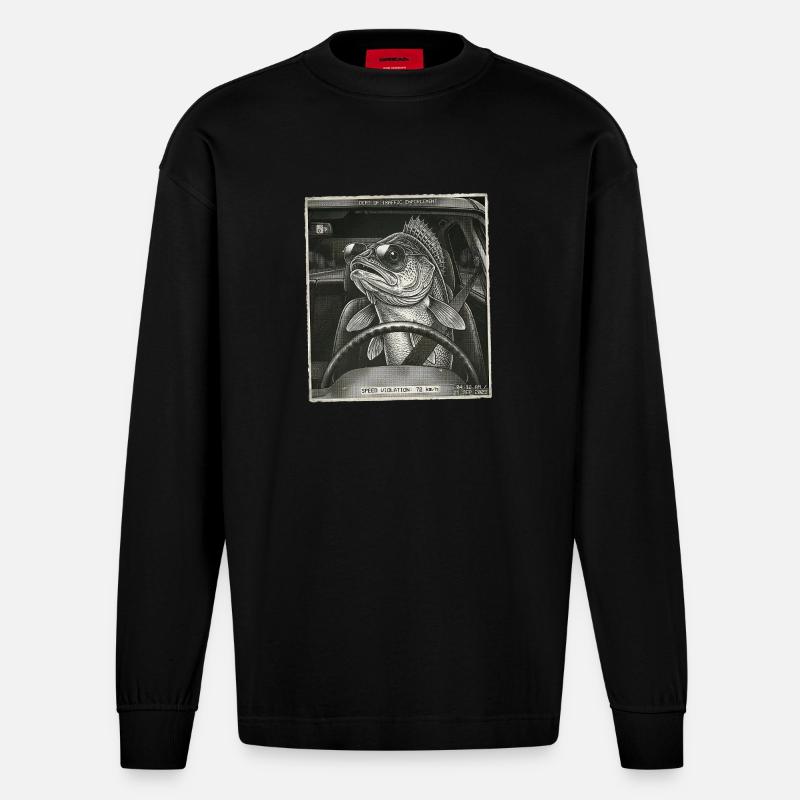 Zander Flashed - Manches longues bio épais oversize fabriqué en UE - SOLID BLACK