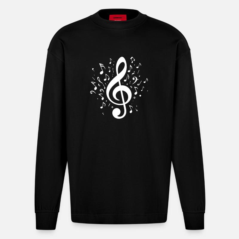 Clé explosive avec notes - Manches longues bio épais oversize fabriqué en UE - SOLID BLACK