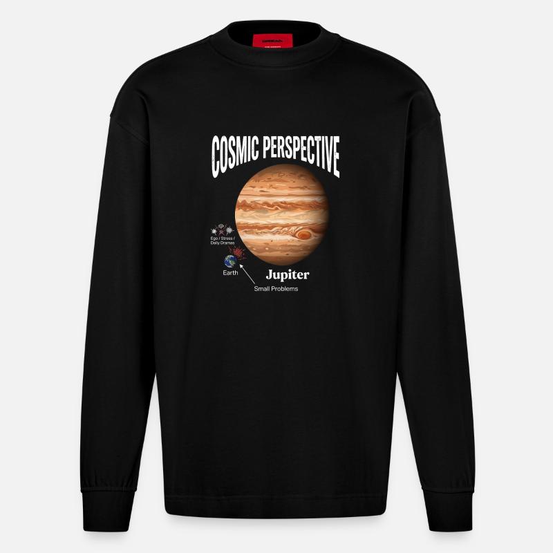 Cosmic Perspective - Heavyweight Oversized Organic Langarmshirt Made in EU - SOLID BLACK