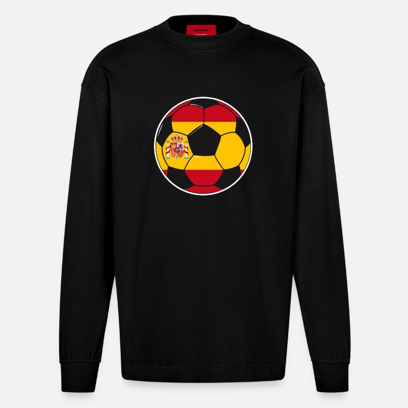 Fußballmannschaft Spanien - Heavyweight Oversized Organic Langarmshirt Made in EU - SOLID BLACK