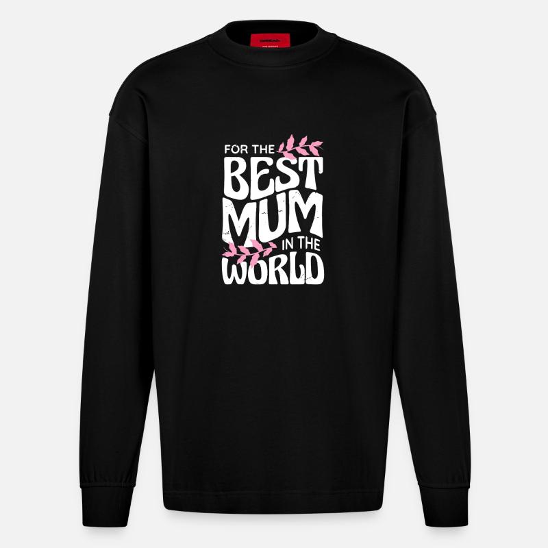 Beste Mama der Welt - Heavyweight Oversized Organic Langarmshirt Made in EU - SOLID BLACK