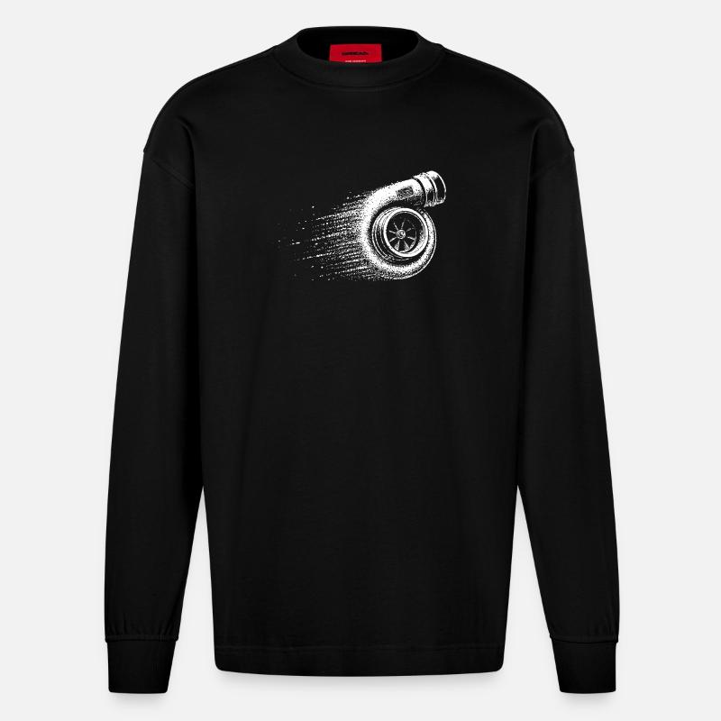 Turbolader Boost Boosted Tuner Schrauber - Heavyweight Oversized Organic Langarmshirt Made in EU - SOLID BLACK