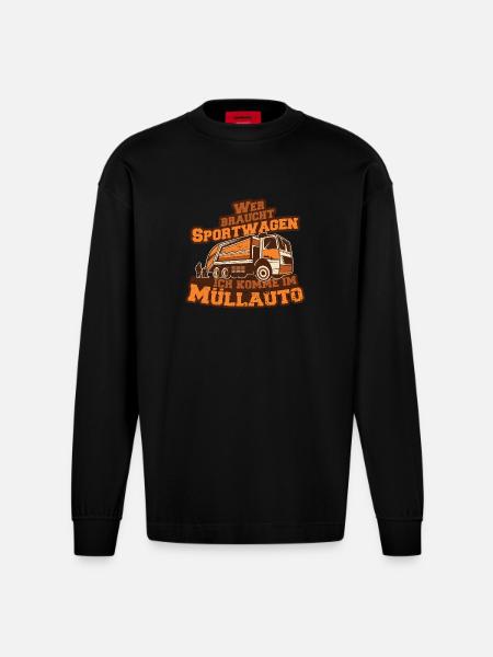 Müllauto Spruch - Heavyweight Oversized Organic Langarmshirt Made in EU - SOLID BLACK
