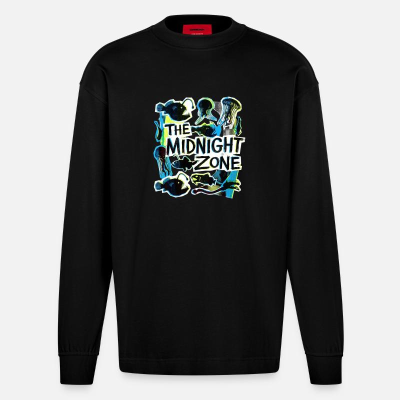The Midnight Plastic Zone - Heavyweight Oversized Organic Langarmshirt Made in EU - SOLID BLACK