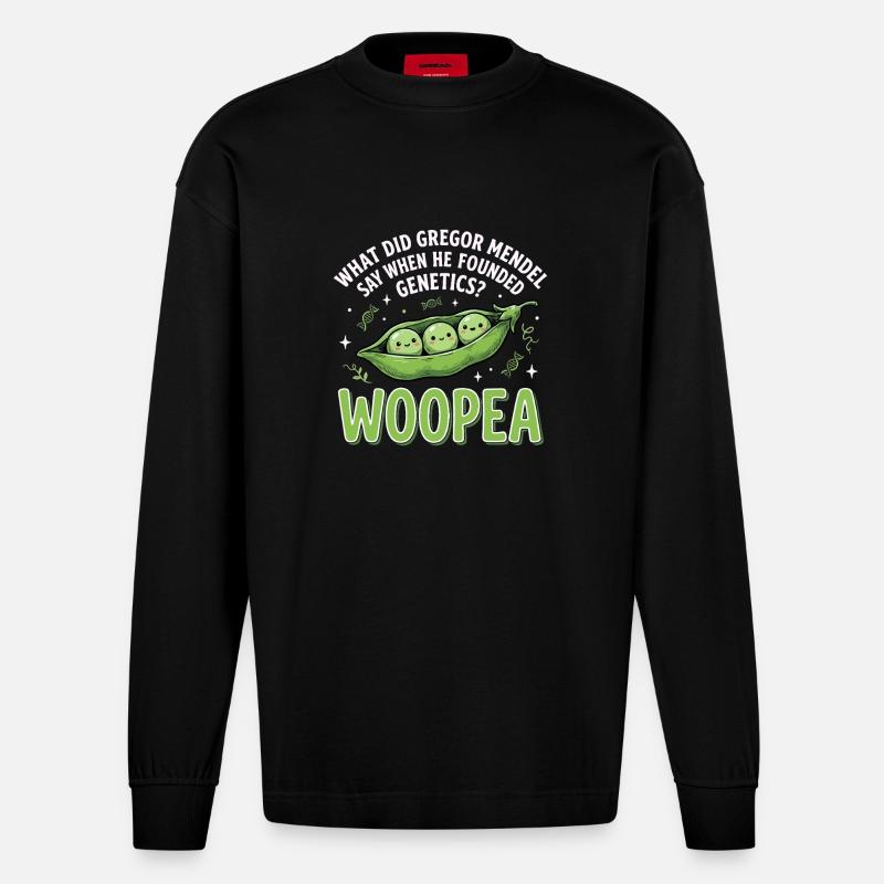ErbsenGenetik Mendelwitz WOOPEA - Heavyweight Oversized Organic Langarmshirt Made in EU - SOLID BLACK