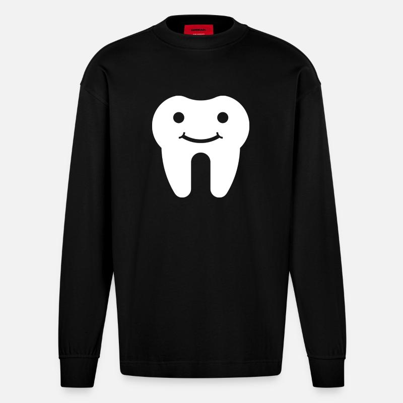 dent - Manches longues bio épais oversize fabriqué en UE - SOLID BLACK