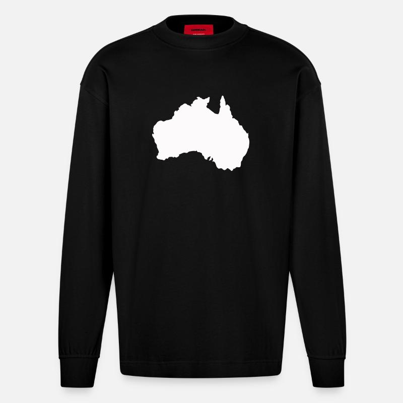 Australien Silhouette Minimal - Heavyweight Oversized Organic Langarmshirt Made in EU - SOLID BLACK