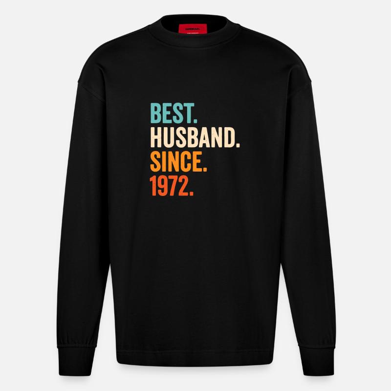 Bester Ehemann seit 1972 - Heavyweight Oversized Organic Langarmshirt Made in EU - SOLID BLACK