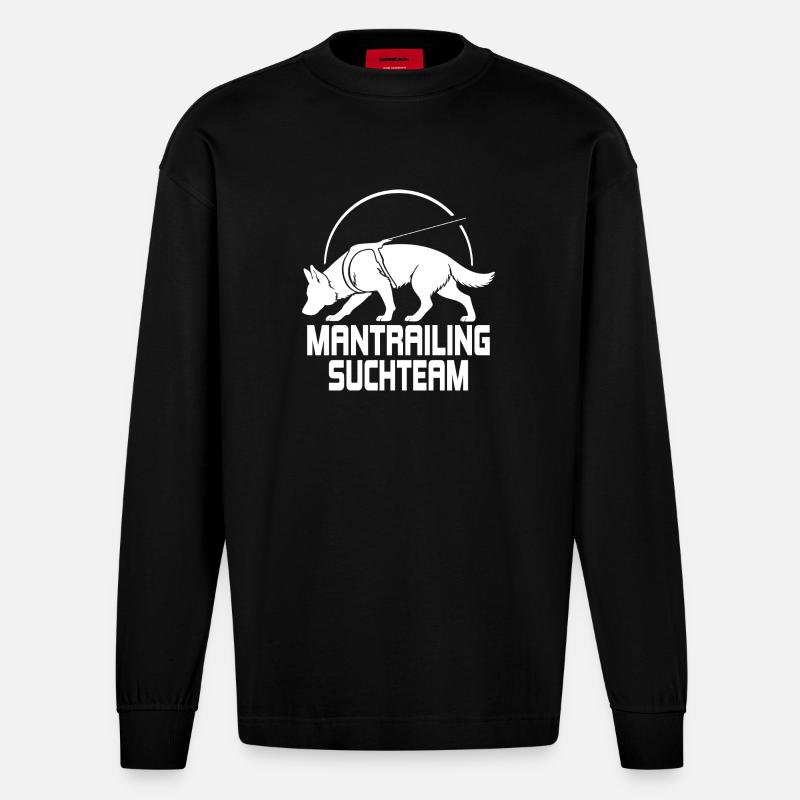 Deutscher Schäferhund Mantrailing Suchteam Hunde - Heavyweight Oversized Organic Langarmshirt Made in EU - SOLID BLACK