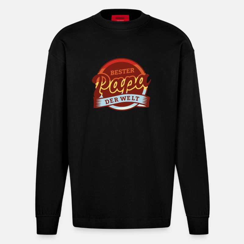Bester Papa - Heavyweight Oversized Organic Langarmshirt Made in EU - SOLID BLACK