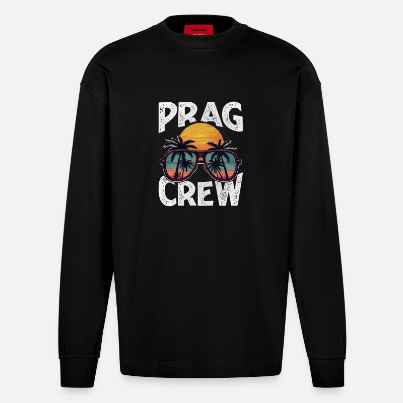 Prag Crew - Heavyweight Oversized Organic Langarmshirt Made in EU - SOLID BLACK