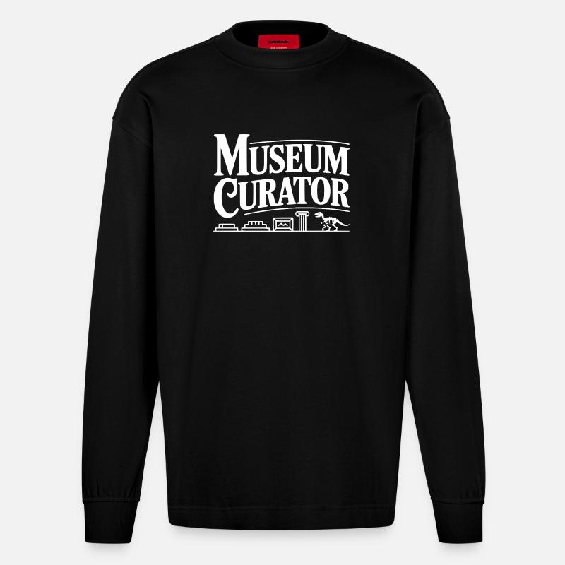 Museumskurator - Heavyweight Oversized Organic Langarmshirt Made in EU - SOLID BLACK