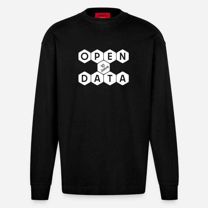 Open Data 10 Jahre Jubiläum (hell) - Heavyweight Oversized Organic Langarmshirt Made in EU - SOLID BLACK