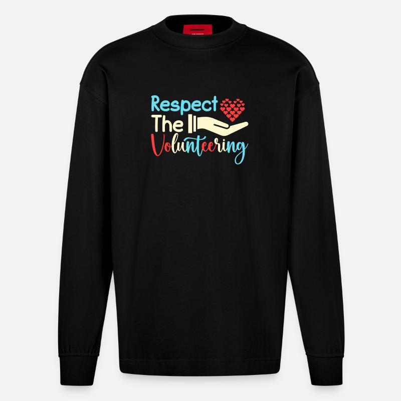 Appréciation du bénévole Respect du bénévole - Manches longues bio épais oversize fabriqué en UE - SOLID BLACK