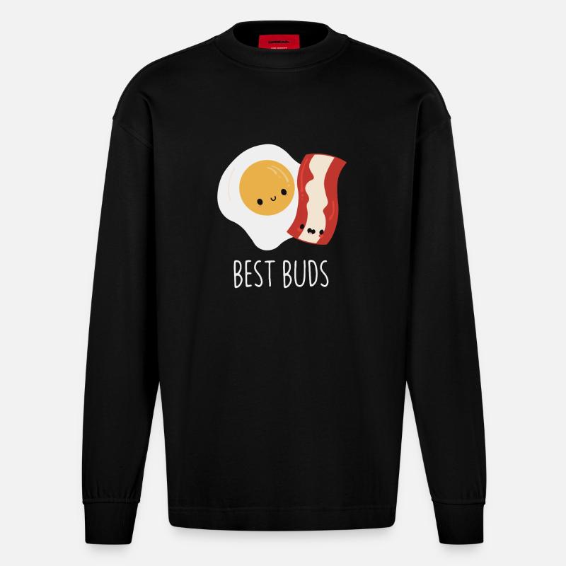 Beste Buds Ei und Speck - Heavyweight Oversized Organic Langarmshirt Made in EU - SOLID BLACK